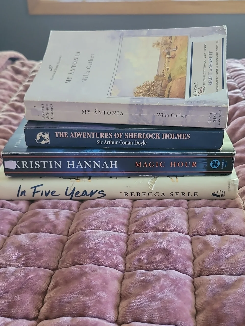 4 Book Lot- My Antonia, Magic Hour, In Five Years, Sherlock Holmes